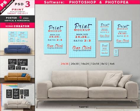 6 Poster Sizes Wall Display Guide Sofa Interior 24x36 20x30 - Etsy