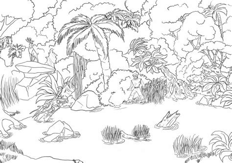 How to draw jungle scene