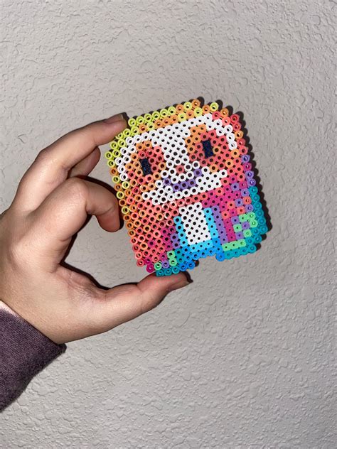 Rainbow Sloth Perler Bead Art | Etsy