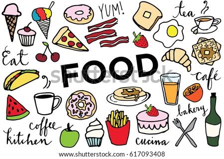 Hand Sketched Doodle Food Clip Art Stock Vector 617093408 - Shutterstock