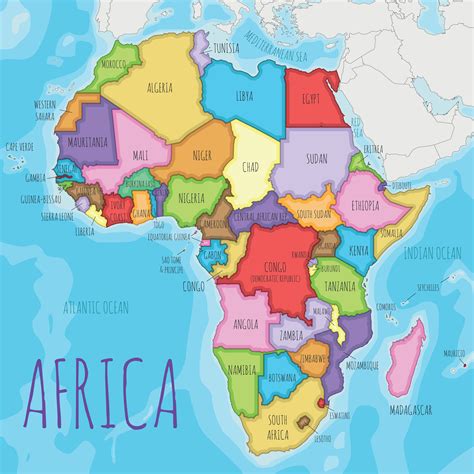 político África mapa vector ilustración con diferente colores para cada país. editable y ...