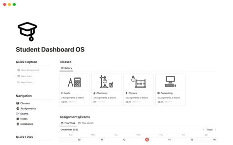 Student Dashboard OS Template by Thesauros | Notion Marketplace