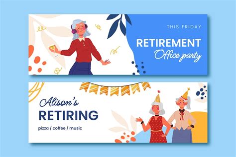 Premium Vector | Retirement party horizontal banner template