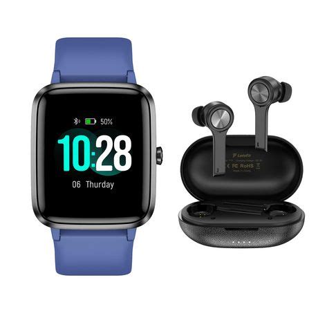 Letscom Bundle 205L Smart Watch with Heart Rate Monitor & T13 True Wireless Earbuds with ...