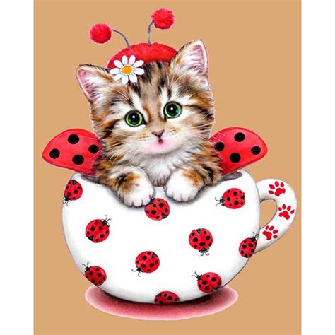 Cute Cup Cat - Diamond Painting House