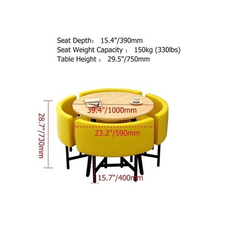 Round Wooden Dining Table Set with Upholstered Chairs
