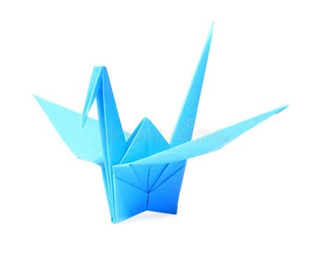 Origami Art. Blue Handmade Paper Crane Isolated on White Stock Image - Image of classic, animal ...