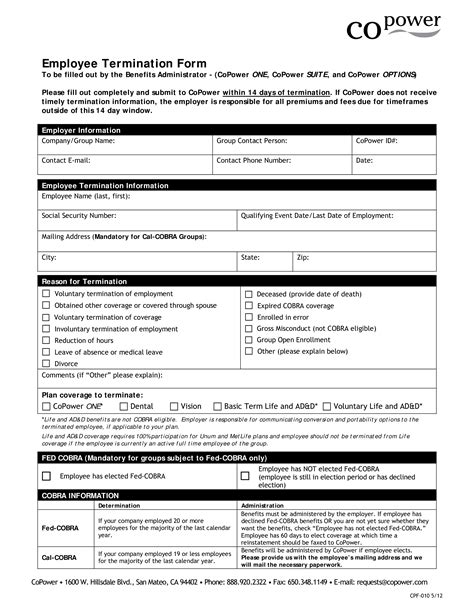 Printable Employee Termination Form - How to create an employee Termination Form? Download this ...