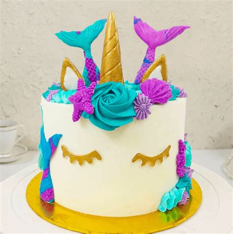 Mermaid Unicorn Butterscotch Cake - Luv Flower & Cake