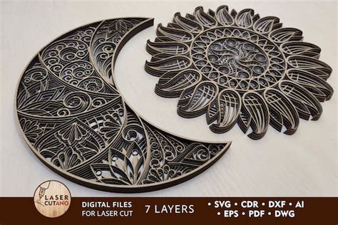 Multilayer Laser Cut Files The Sun and The Moon Designs | Etsy