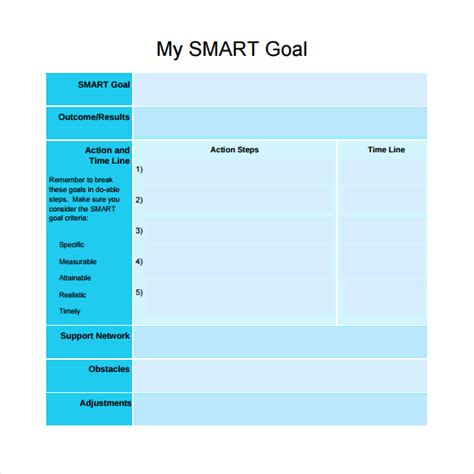 Editable Smart Goals Template