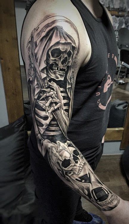 Grim Reaper Full-Sleeve Tattoo - TATTOOGOTO