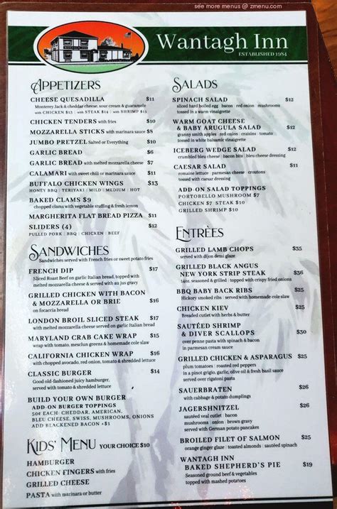 Online Menu of Wantagh Inn Restaurant, Wantagh, New York, 11793 - Zmenu