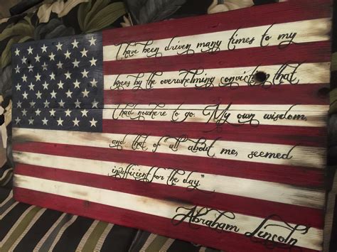 Wooden American Flag with quote from Abraham Lincoln custom made for ...