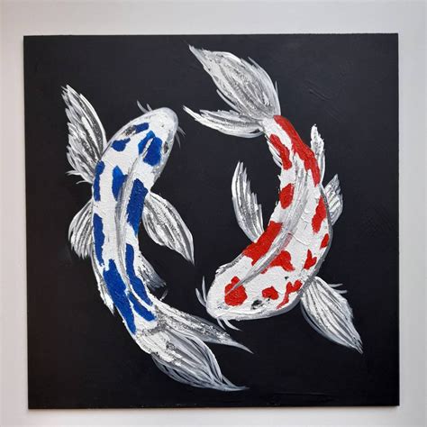 Koi fish painting original Japanese painting Oil and acrylic | Etsy