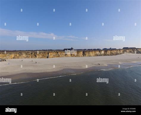 aerial view of kampen beach with red cliffs,surf and beach Stock Photo - Alamy