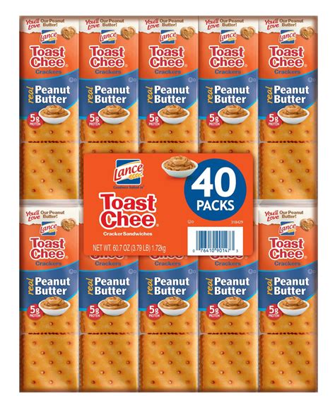 Lance Sandwich Crackers, ToastChee Peanut Butter, 40 Ct - Walmart.com ...