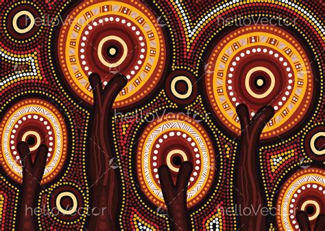 Aboriginal artwork with tree - Download Graphics & Vectors