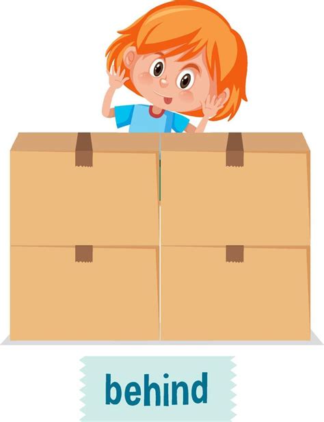 Preposition of place with cartoon girl and a box 6157798 Vector Art at ...