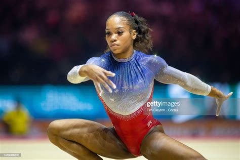 Shilese Jones of the United States performs her floor routine during ...