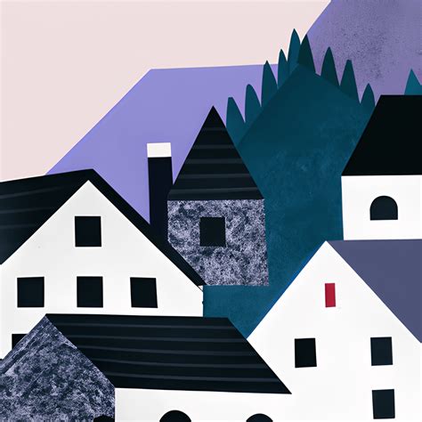 Beautiful View Houses Modern Art Travel Poster Art Print · Creative Fabrica