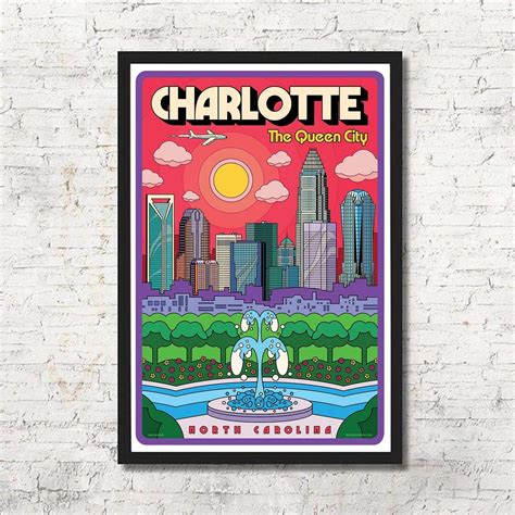 Charlotte Poster, Charlotte Wall Art, Charlotte Art Print, Charlotte Poster, Charlotte Skyline ...