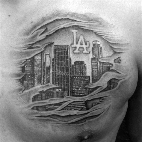 30 Los Angeles Skyline Tattoo Designs for Men | Skyline tattoo, Los angeles tattoo, City tattoo