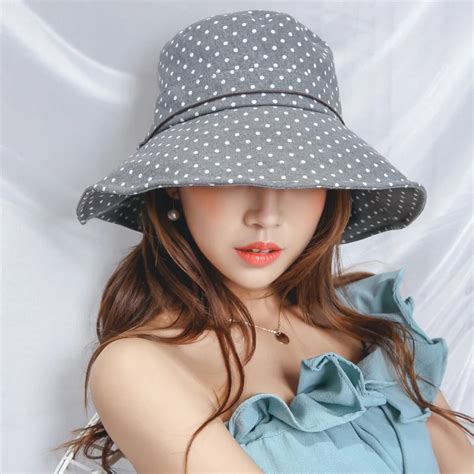 Ladies flat top cloth cap Women point sunscreen sun hat Summer wild basin cap-in Women's Sun ...