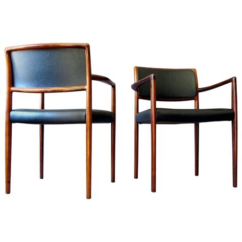 Danish Mid-Century Modern Rosewood and Leather Dining Chairs, Set of Two, 1960s For Sale at 1stDibs