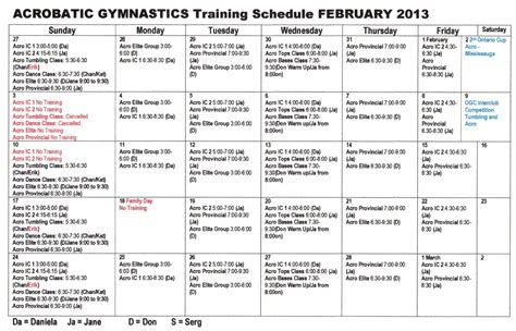 Oakville Gymnastics Club Acrobatic Gymnastics Team: February Schedule UPDATED