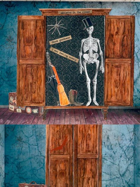 Skeleton In The Closet Printable Collage Kit | Spooky Horror Halloween Ephemera | Junk Journal ...