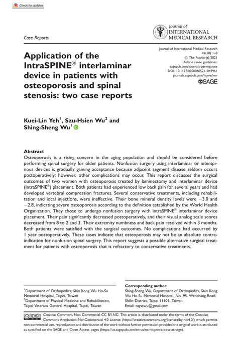 (PDF) Application of the IntraSPINE® interlaminar device in patients with osteoporosis and ...