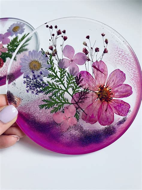 Resin coasters pink coasters coasters with flowers gift | Etsy in 2021 | Resin diy, Resin crafts ...