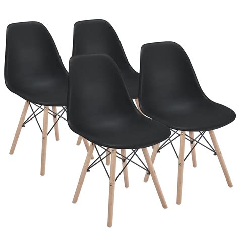 Modern Dining Chairs Mid Century Style Set of 4, Black - Walmart.com ...