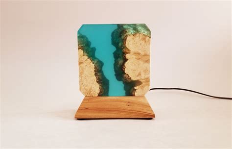 burled box elder and turquoise epoxy mood lamp | website | Mood lamps, Burled wood, Handmade lamps