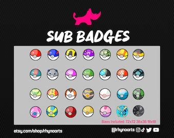 Pokeball Sub Badges - Etsy