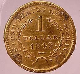 1849 GOLD LIBERTY ONE DOLLAR COIN