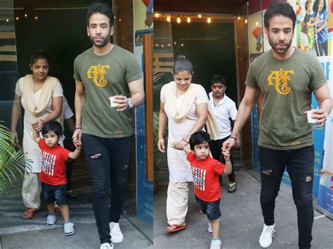 Pics: Tusshar Kapoor snapped with son Laksshya as they head for a day out