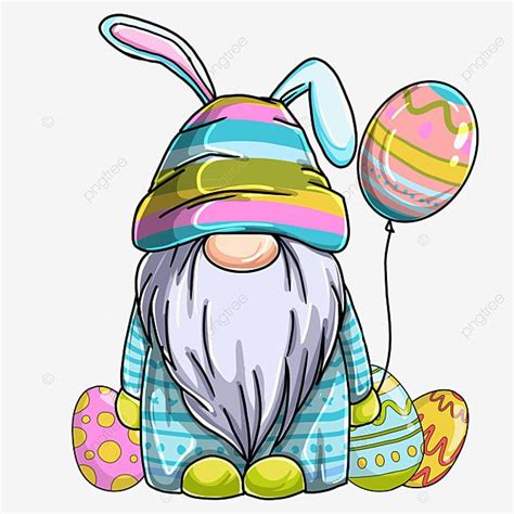 Easter Gnomes PNG Transparent, Easter Gnome Holding Egg Baloon, Easter ...