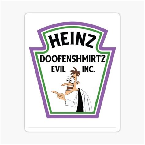 "Heinz Doofenshmirtz evil inc" Sticker for Sale by daxior89 | Redbubble