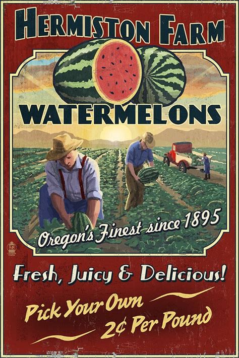 Hermiston Oregon Watermelon Field Vintage Sign Art Prints