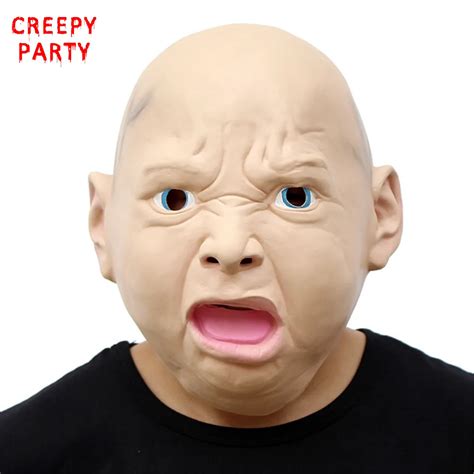 Angry Baby Mask Realistic Latex Party Mask Funny Halloween Adult Cosplay Costume Masquerade ...