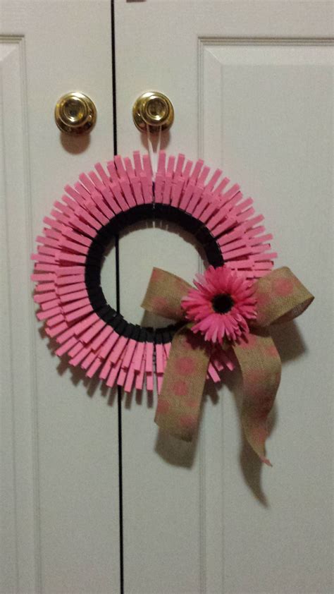 pink clothespin wreath | Clothes pin crafts, Clothes pin wreath, Clothes pins