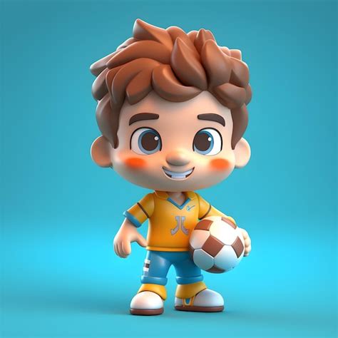 Premium Photo | A cartoon character with a soccer ball in his hand.