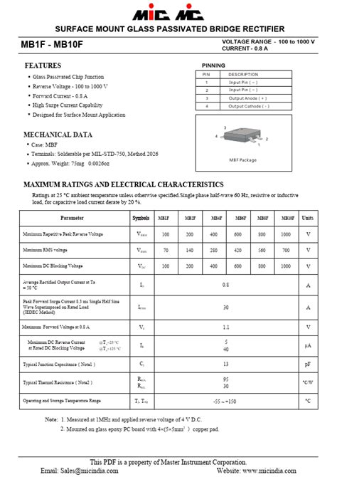 MB10F datasheet, rectifier equivalent, MIC