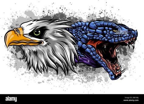 eagle fighting a snake serpent . Tattoo style vector Stock Vector Image ...