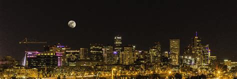 Snow Moon Over Denver Skyline Photograph by Tony Lazzari - Fine Art America