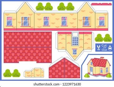 3d House Cut Glue Paper House 库存矢量图（免版税）1223971630 | Shutterstock