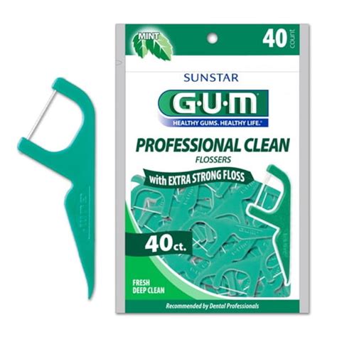 Sunstar 891J Gum Professional Clean Extra Strong Flossers, Mint, 40 Ea ...