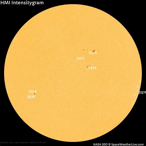 Sunspot regions - Tuesday, 12 December 2023 | SpaceWeatherLive.com